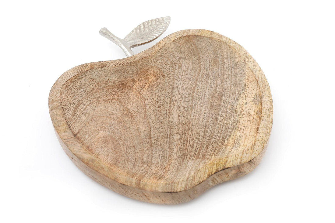 Wooden Apple Designed Tray with Silver Leaf - Small - £18.99 - Trays & Chopping Boards 