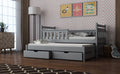 Wooden Bed Dominik with Trundle and Storage Grey Matt Kids Single Bed 