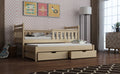 Wooden Bed Dominik with Trundle and Storage Pine Kids Single Bed 