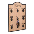 Wooden Board With 9 Key Design Hooks-Key Hooks & Boxes