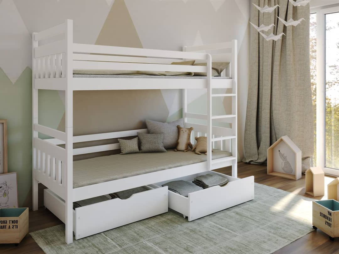 Wooden Bunk Bed Adas with Storage - £513.0 - Kids Single Bed 