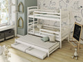 Wooden Bunk Bed Alan with Trundle and Storage White Matt Bunk Bed 