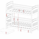 Single (3ft) Premium Solid Pine Bunk Bed with Trundle & Storage Drawers