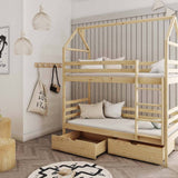 Single (3ft) Solid Pine Bunk Bed with Under Bed Storage Drawers Pine Foam Mattresses