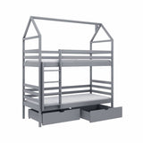 Single (3ft) Solid Pine Bunk Bed with Under Bed Storage Drawers Grey