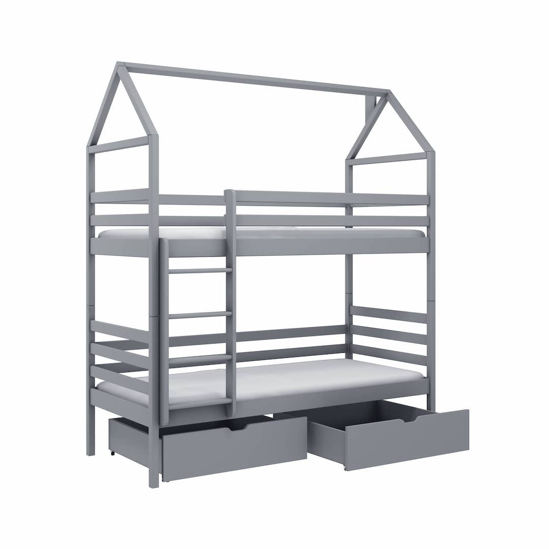 Single (3ft) Solid Pine Bunk Bed with Under Bed Storage Drawers Grey