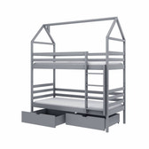 Single (3ft) Solid Pine Bunk Bed with Under Bed Storage Drawers Grey Foam Mattresses
