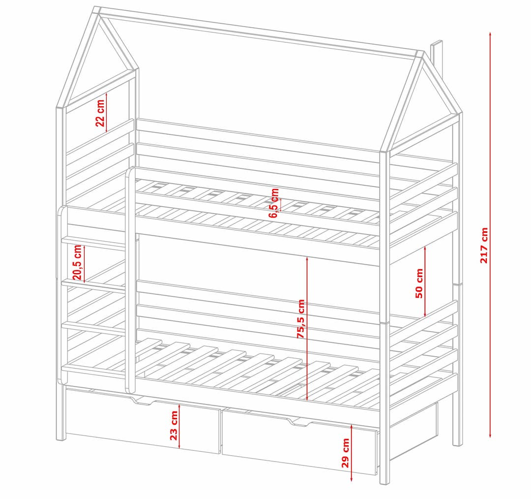 Single (3ft) Solid Pine Bunk Bed with Under Bed Storage Drawers