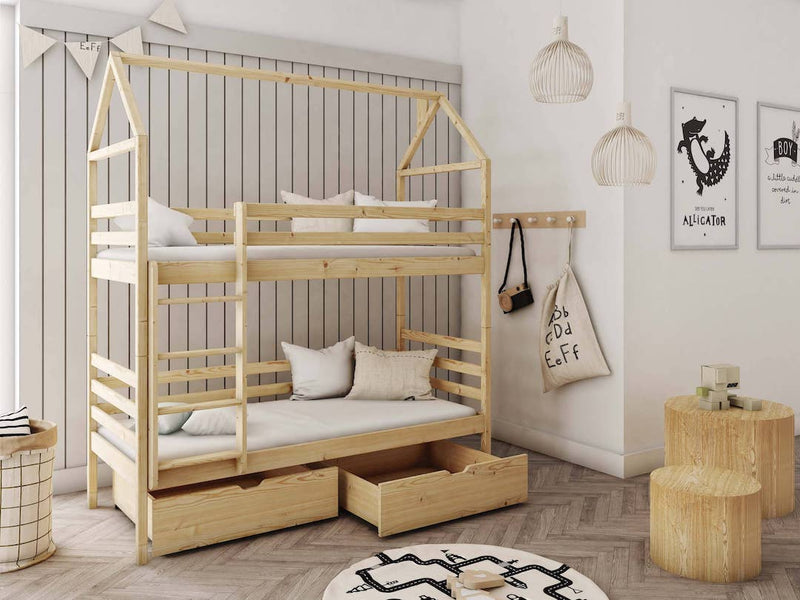 Solid Pine Bunk Bed Under Bed Storage Drawers – Single 3ft Space Saving Sleeper