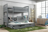 Single (3ft) Solid Pine Bunk Bed with Trundle & Storage Grey