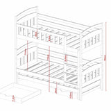 Single (3ft) Solid Pine Bunk Bed with Trundle & Storage