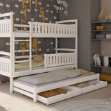 Single (3ft) Solid Pine Bunk Bed with Trundle & Storage