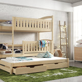 Single (3ft) Solid Pine Bunk Bed with Trundle & Storage Pine