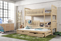Wooden Bunk Bed Blanka with Trundle and Storage Pine Bunk Bed 