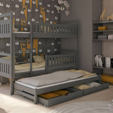 Single (3ft) Solid Pine Bunk Bed with Trundle & Storage