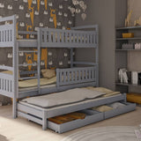 Single (3ft) Solid Pine Bunk Bed with Trundle & Storage