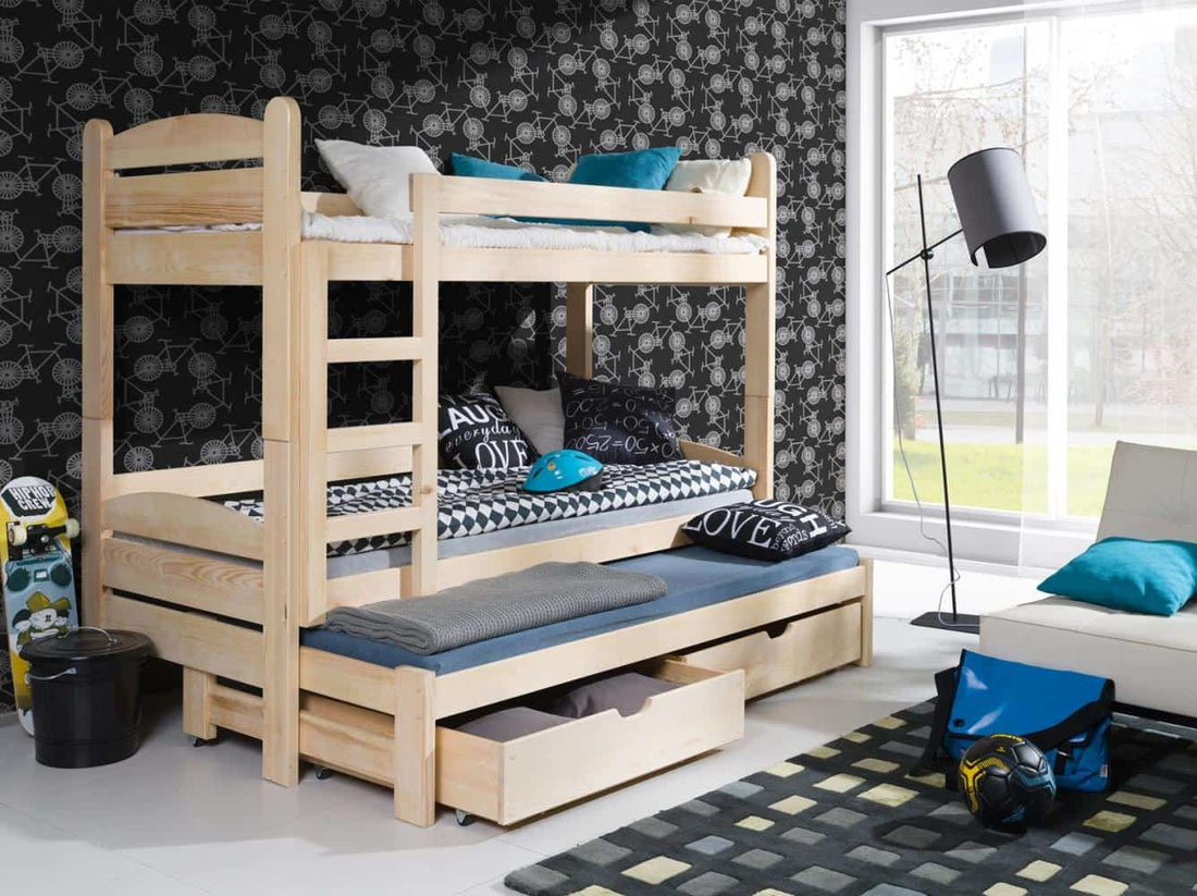 Wooden Bunk Bed Cezar with Trundle and Storage - £590.4 - Bunk Bed 