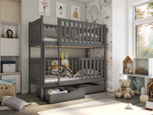 Single (3ft) Solid Pine Bunk Bed with 2 Storage Drawers Graphite Without Mattresses