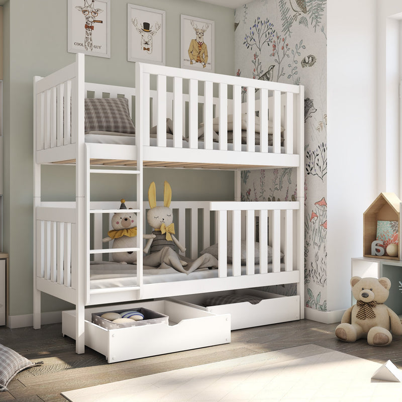 David Single (3ft) Solid Pine Bunk Bed with 2 Storage Drawers