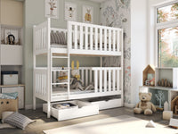 Single (3ft) Solid Pine Bunk Bed with 2 Storage Drawers