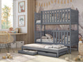 Wooden Bunk Bed Emily with Trundle and Storage Grey Matt Bunk Bed 