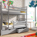 Single (3ft) Solid Pine Bunk Bed with Under Bed Storage Grey Matt