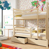 Single (3ft) Solid Pine Bunk Bed with Under Bed Storage Pine Foam Mattresses