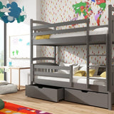 Single (3ft) Solid Pine Bunk Bed with Under Bed Storage Graphite Foam Mattresses
