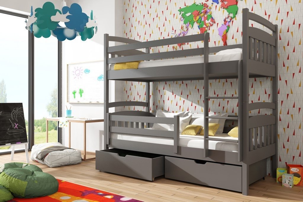 Single (3ft) Solid Pine Bunk Bed with Under Bed Storage Graphite Foam Mattresses