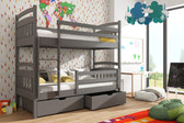 Single (3ft) Solid Pine Bunk Bed with Under Bed Storage Graphite