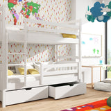 Single (3ft) Solid Pine Bunk Bed with Under Bed Storage White Matt