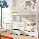 Single (3ft) Solid Pine Bunk Bed with Under Bed Storage White Matt Foam Mattresses