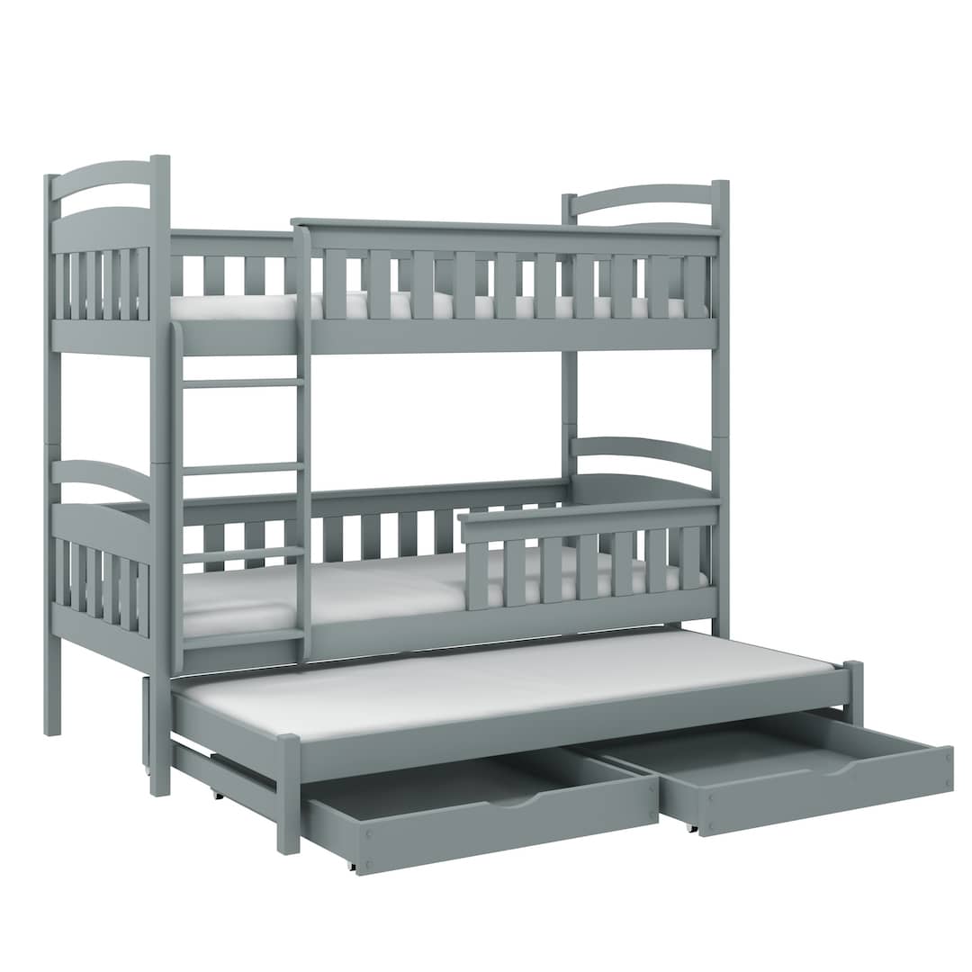 Wooden Bunk Bed Harriet with Trundle and Storage-Bunk Bed