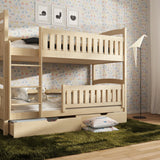 Single (3ft) Solid Pine Bunk Bed with 2 Storage Drawers Grey Matt Right Foam Bonnell Mattresses
