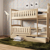 Single (3ft) Solid Pine Bunk Bed with 2 Storage Drawers Graphite Right Foam Bonnell Mattresses