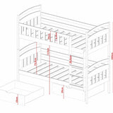 Single (3ft) Solid Pine Bunk Bed with 2 Storage Drawers