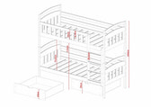 Single (3ft) Solid Pine Bunk Bed with 2 Storage Drawers