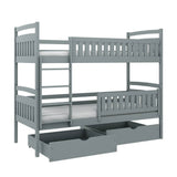 Single (3ft) Solid Pine Bunk Bed with 2 Storage Drawers White Matt Right Foam Mattresses