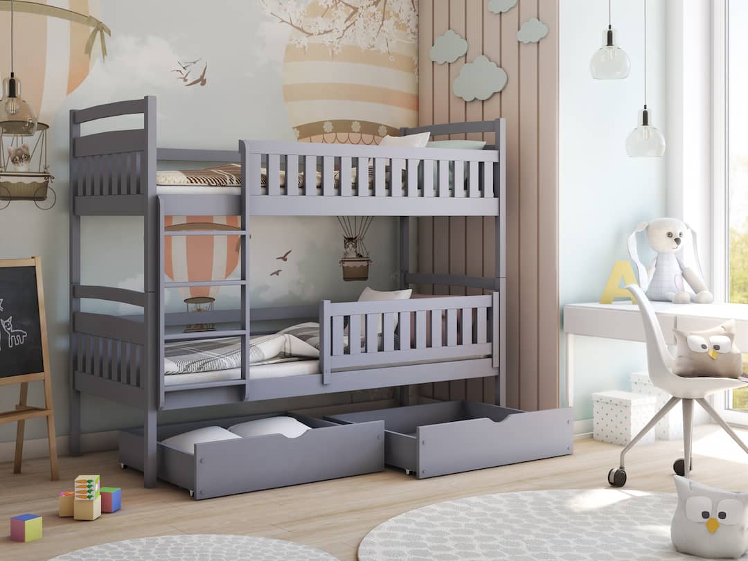 Single (3ft) Solid Pine Bunk Bed with 2 Storage Drawers