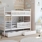 Single (3ft) Solid Pine Bunk Bed with 2 Storage Drawers Graphite Right Foam Mattresses
