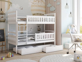 Single (3ft) Solid Pine Bunk Bed with 2 Storage Drawers Graphite Right Foam Mattresses
