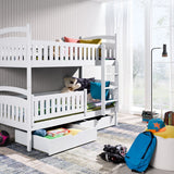 Single (3ft) Solid Pine Bunk Bed with 2 Storage Drawers Pine Right Foam Mattresses