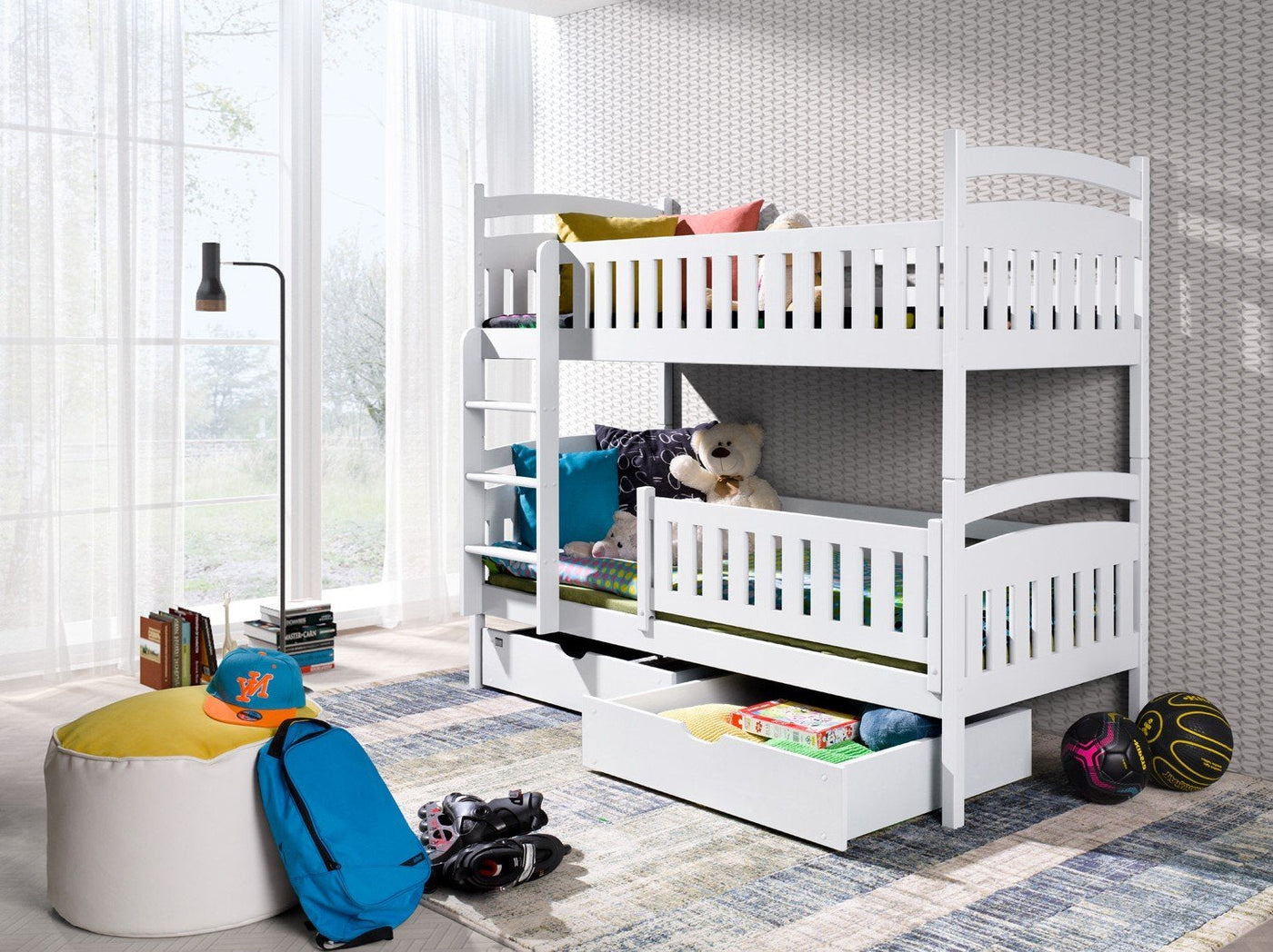 Single (3ft) Solid Pine Bunk Bed with 2 Storage Drawers