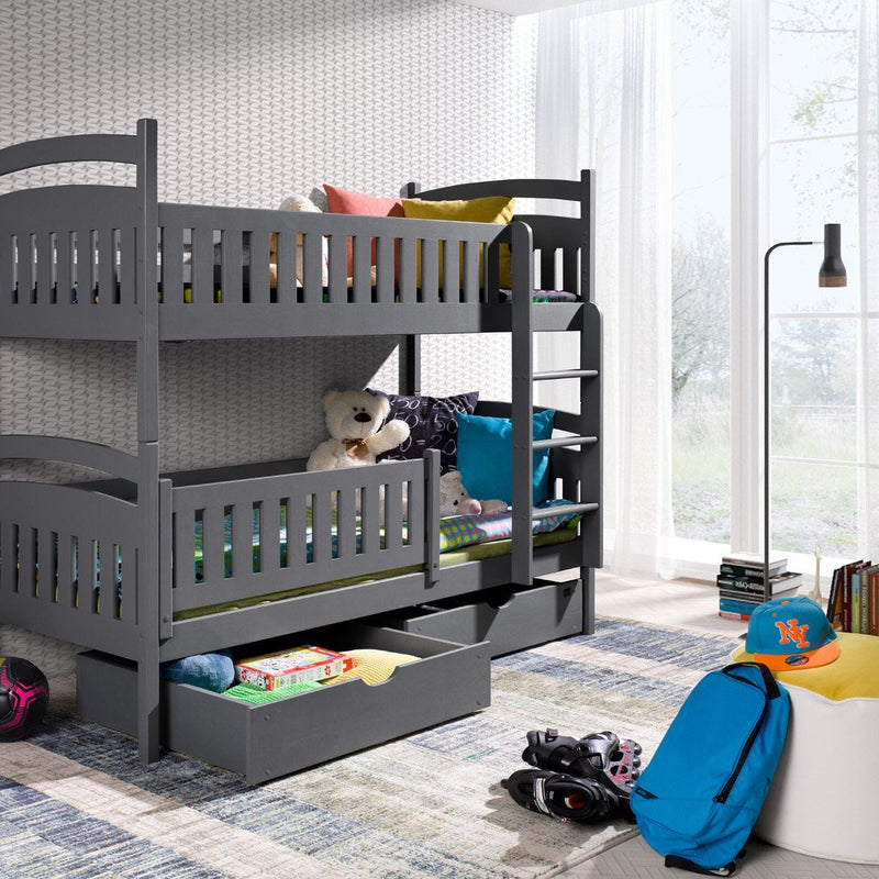 Ignas Single (3ft) Solid Pine Bunk Bed with 2 Storage Drawers