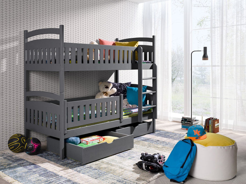 Solid Pine Bunk Bed 2 Storage Drawers – Single 3ft Space Saving Bed Easy Assembly
