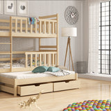 Single (3ft) Solid Pine Bunk Bed with Trundle & Storage Pine