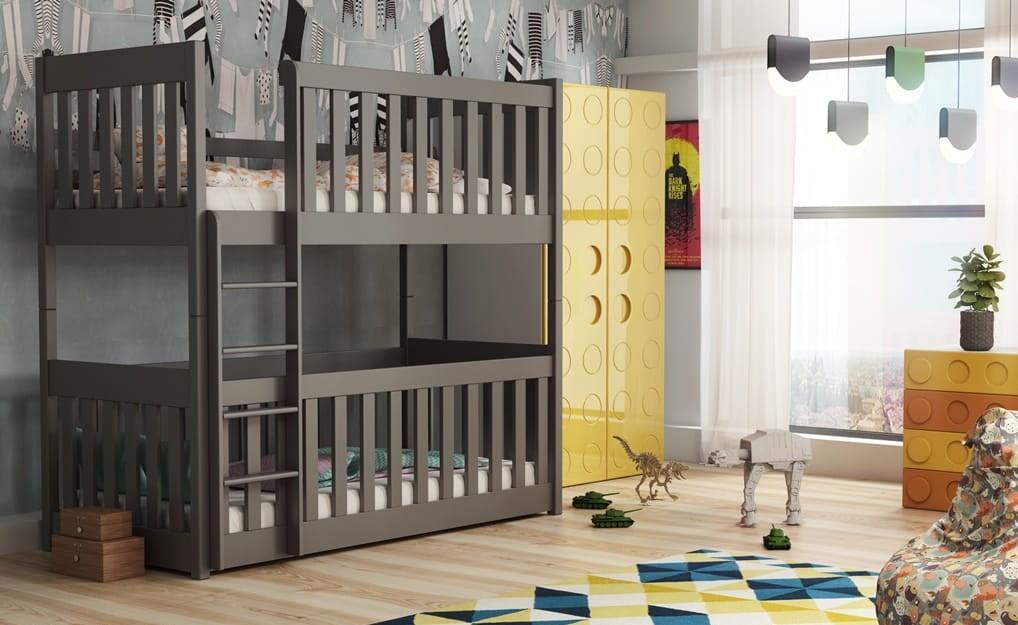 (60x120cm) Solid Pine Bunk Bed with Integrated Cot Graphite