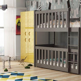 (60x120cm) Solid Pine Bunk Bed with Integrated Cot Graphite Foam Mattresses