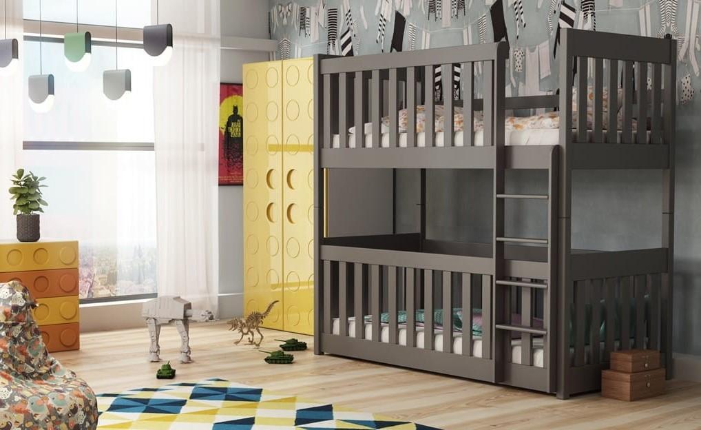 (60x120cm) Solid Pine Bunk Bed with Integrated Cot Graphite Foam Mattresses