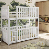(60x120cm) Solid Pine Bunk Bed with Integrated Cot White Matt